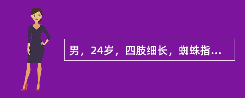 男，24岁，四肢细长，蜘蛛指，肌张力降低，结合图像，最可能的诊断是（）。