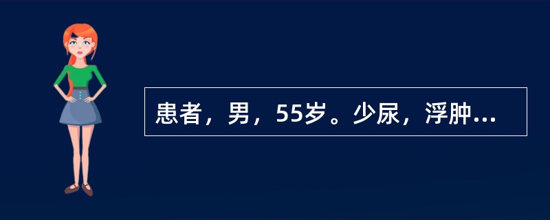 患者，男，55岁。少尿，浮肿，视物模糊2年，伴有全身乏力，皮肤干燥，腰膝酸软，口