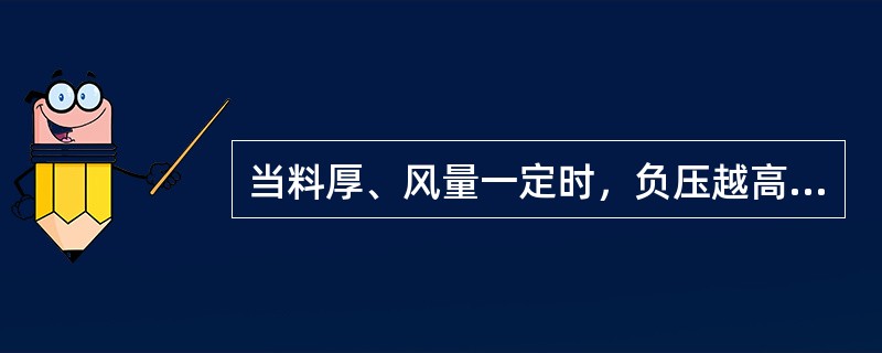 当料厚、风量一定时，负压越高，料层透气性越好。