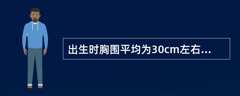 出生时胸围平均为30cm左右，比头围小1～2cm。