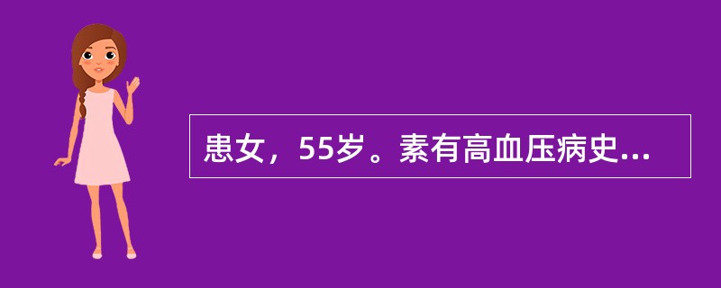 患女，55岁。素有高血压病史，服降压药可基本维持血压正常。但时有头痛，眩晕，耳鸣