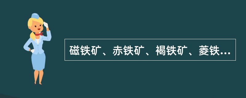 磁铁矿、赤铁矿、褐铁矿、菱铁矿及黄铁矿，其分子式分别是什么？