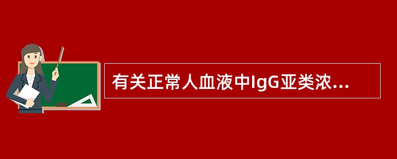 有关正常人血液中IgG亚类浓度的说法正确的是（）.