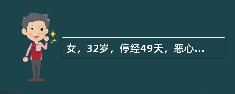 女，32岁，停经49天，恶心呕吐，阴道少量出血，色淡质稀，神疲气短，中医辨证为（