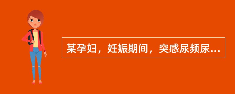 某孕妇，妊娠期间，突感尿频尿急尿痛，尿意不尽，欲解不能，小腹坠胀，带下黄稠量多，