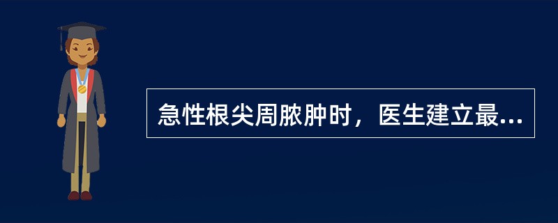 急性根尖周脓肿时，医生建立最佳的引流通道是（）