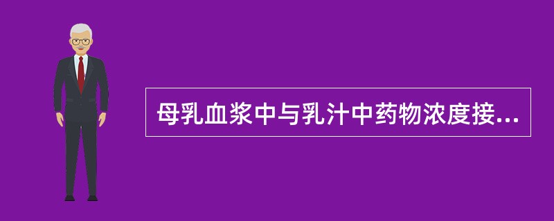 母乳血浆中与乳汁中药物浓度接近的药物是（）