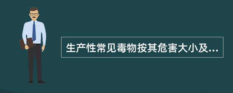 生产性常见毒物按其危害大小及对人体的危害程度分为极度危害、高度危害、中度危害和轻