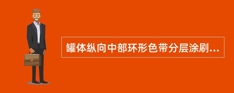 罐体纵向中部环形色带分层涂刷，上层涂刷蓝色200mill，下层涂刷白色100mm