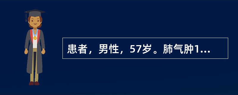 患者，男性，57岁。肺气肿10余年，感冒后咳嗽伴发热3天，入院诊断"肺气肿合并支