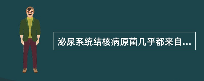 泌尿系统结核病原菌几乎都来自（）