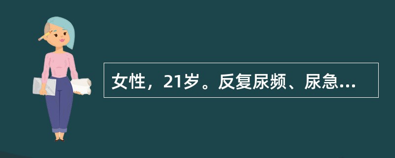 女性，21岁。反复尿频、尿急、尿痛2年，加重伴肉眼血尿、发热2天。以下检查不提示