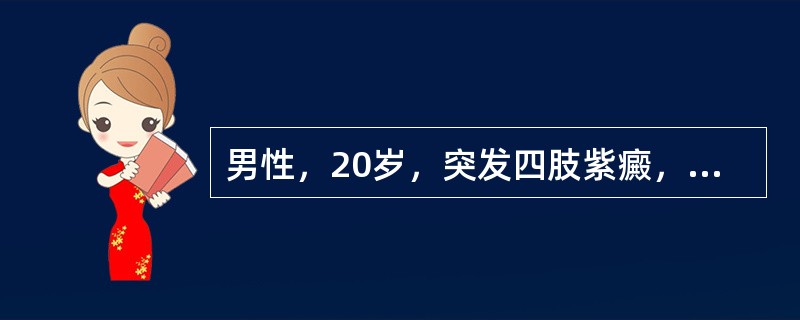 男性，20岁，突发四肢紫癜，高出皮肤，对称。伴关节痛及腹痛，化验：WBC10×1