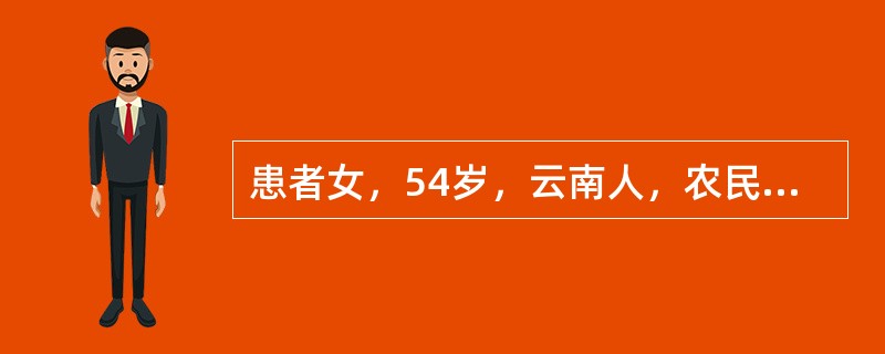 患者女，54岁，云南人，农民，因“腹股沟肿物3个月”来诊。3个月前发现左侧腹股沟