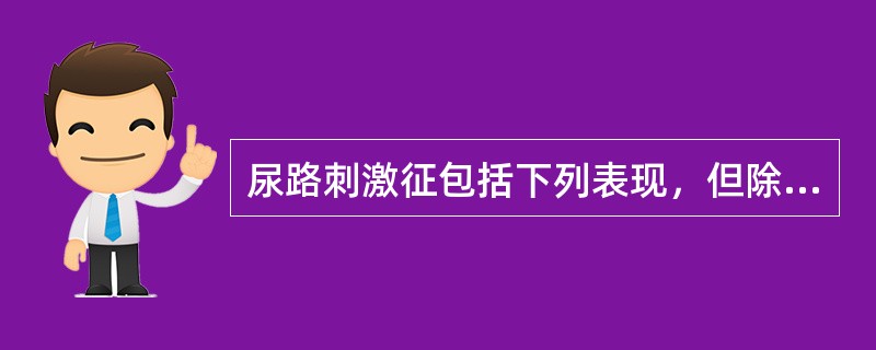 尿路刺激征包括下列表现，但除外（）。