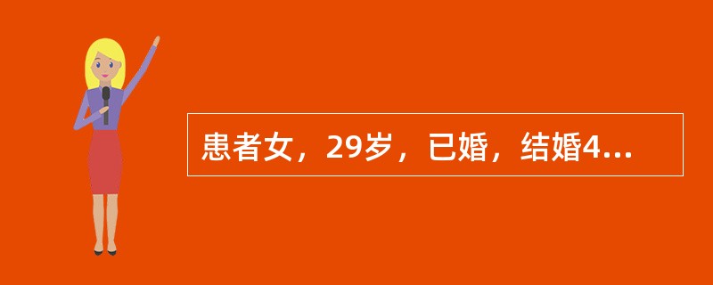 患者女，29岁，已婚，结婚4年未孕，因“反复出现月经周期不规则伴头痛