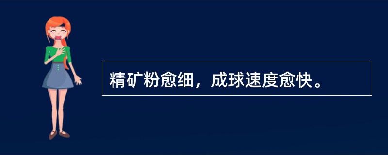 精矿粉愈细，成球速度愈快。