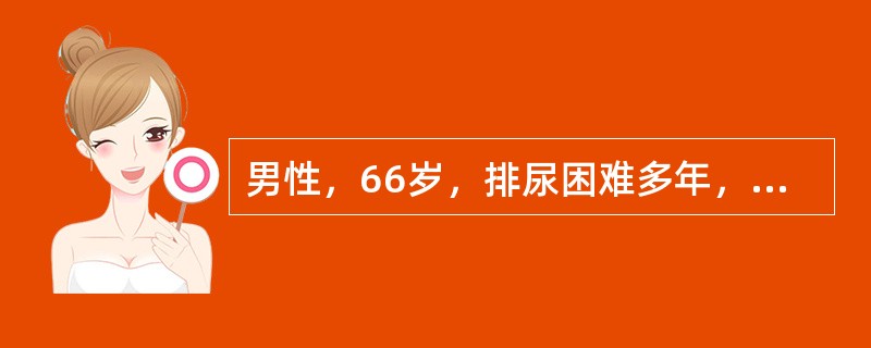 男性，66岁，排尿困难多年，现感会阴部疼痛3个多月，指肛检查触及前列腺表面不规则