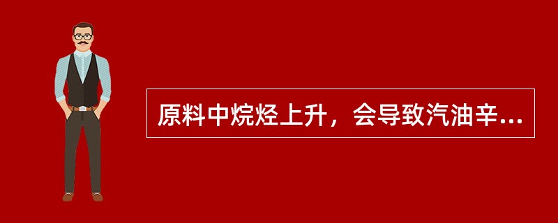 原料中烷烃上升，会导致汽油辛烷值（）。