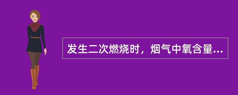 发生二次燃烧时，烟气中氧含量会（）。