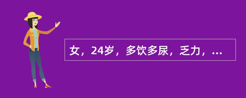 女，24岁，多饮多尿，乏力，螺内酯（安体舒通）试验阳性（）。男，42岁，反复浮肿