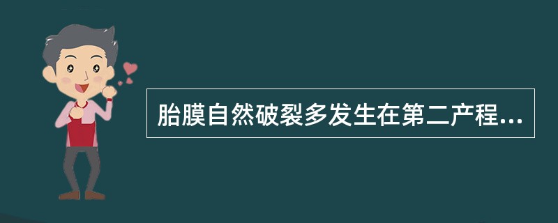 胎膜自然破裂多发生在第二产程期间。