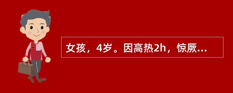 女孩，4岁。因高热2h，惊厥2次，无吐泻，于1995年8月12日来院急诊。发病前