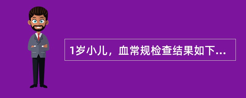 1岁小儿，血常规检查结果如下：Hb80g/L，MCV101fl，MCH34pg，