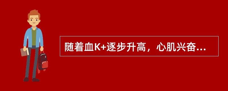 随着血K+逐步升高，心肌兴奋性的变化为()