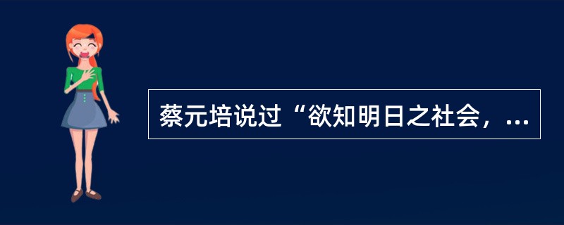 蔡元培说过“欲知明日之社会，先看今日之校园”，是指学校文化的（）。