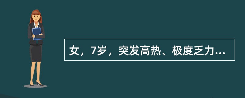 女，7岁，突发高热、极度乏力、恶心呕吐3小时于2003年2月15日入院，同班同学