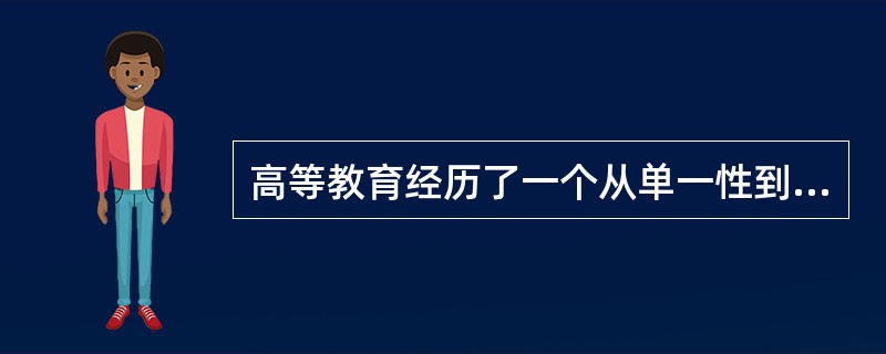 高等教育经历了一个从单一性到（）；从（）向专业教育的发展过程。