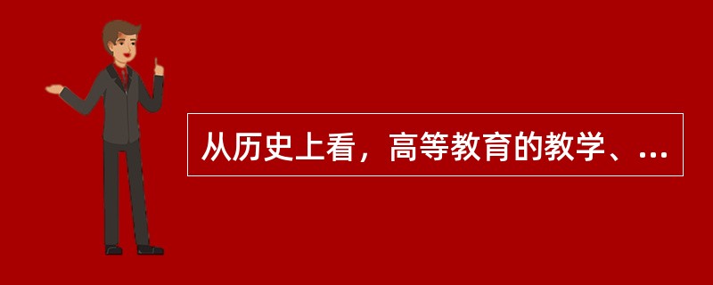 从历史上看，高等教育的教学、科研和社会服务职能分别源自（）。