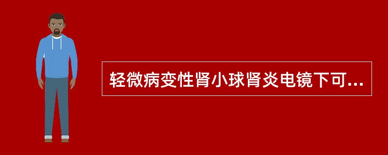轻微病变性肾小球肾炎电镜下可见______，光镜下见肾小球______，肾小管上