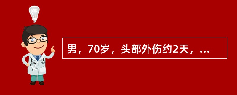 男，70岁，头部外伤约2天，头部CT平扫结果如下图，应诊断为（）