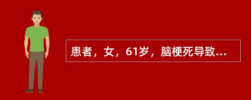 患者，女，61岁，脑梗死导致右半身瘫痪。对该患者的护理措施哪项不妥（）。