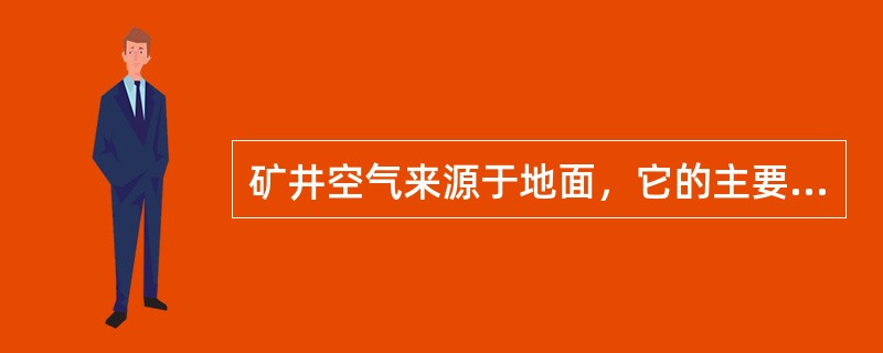 矿井空气来源于地面，它的主要成分有氮气、氧气和（）。