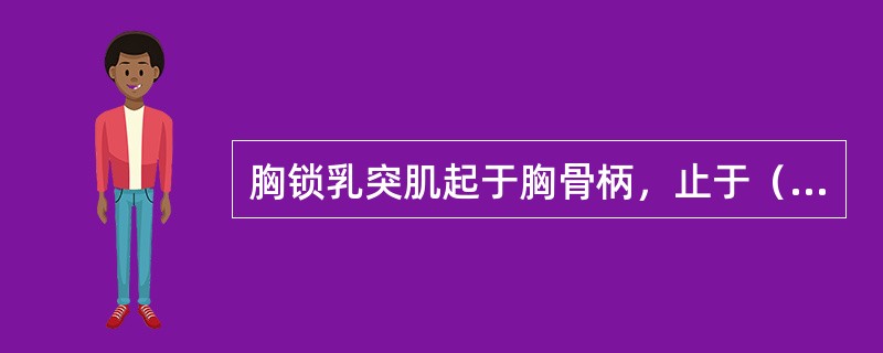 胸锁乳突肌起于胸骨柄，止于（）。