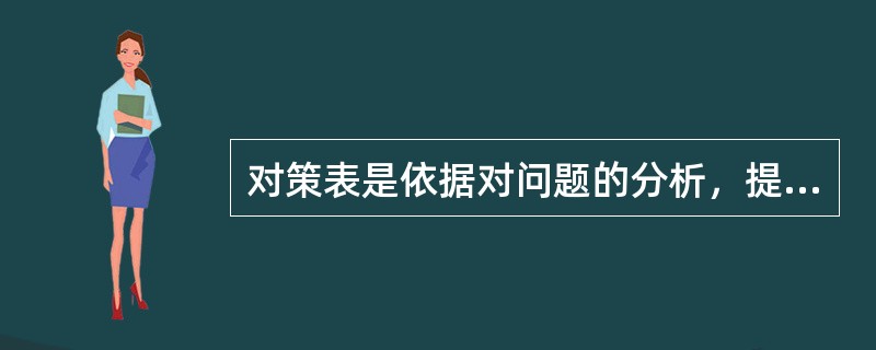 对策表是依据对问题的分析，提出各种相应对策的清单。