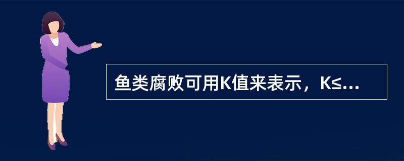 鱼类腐败可用K值来表示，K≤20%表明鱼体新鲜，K值大于多少表示鱼体开始腐败（）