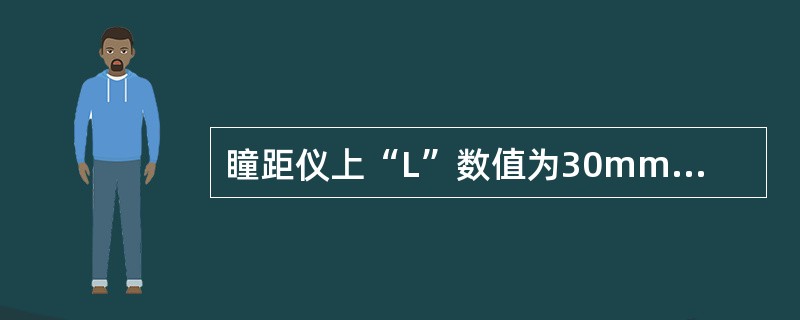 瞳距仪上“L”数值为30mm，则表示（）。