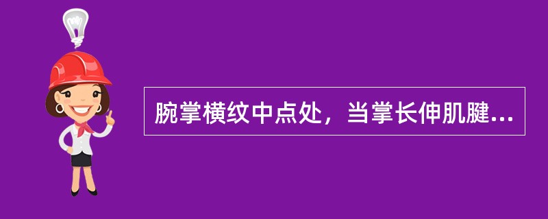 腕掌横纹中点处，当掌长伸肌腱与桡侧腕屈肌腱之间的腧穴是：（）
