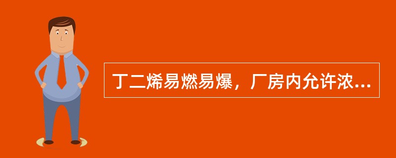 丁二烯易燃易爆，厂房内允许浓度为（）mg/m3，要避免皮肤与丁二烯接触，防止（）