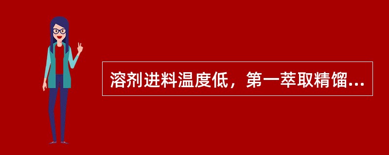 溶剂进料温度低，第一萃取精馏塔塔釜（）含量上升。