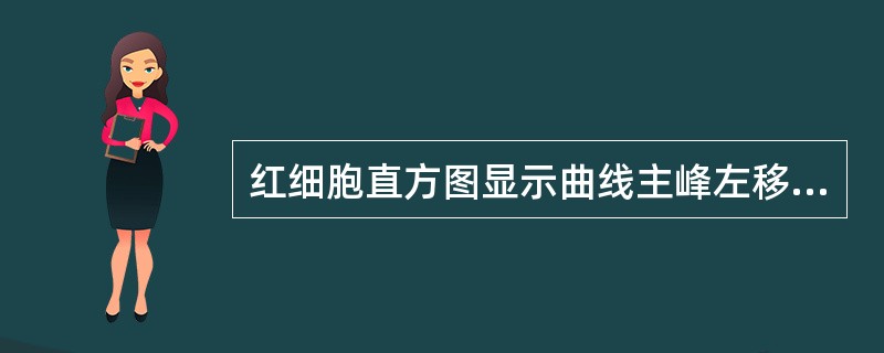 红细胞直方图显示曲线主峰左移，峰底增宽见于（）