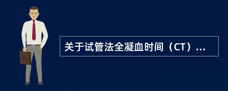 关于试管法全凝血时间（CT）适应证描述错误的是（）。