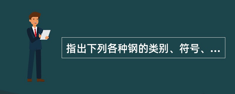 指出下列各种钢的类别、符号、数字的含义、主要特点及用途：Q235-AF、Q235