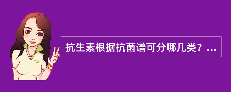 抗生素根据抗菌谱可分哪几类？并列举代表药物？