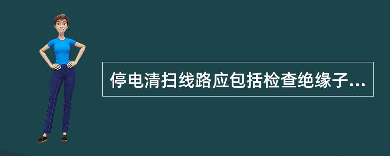 停电清扫线路应包括检查绝缘子在横担上的固定是否牢固、金具零件是否完好。