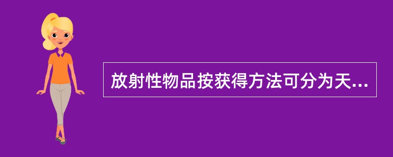 放射性物品按获得方法可分为天然放射性物品和人工放射性物品，常用的放射性物品大部分